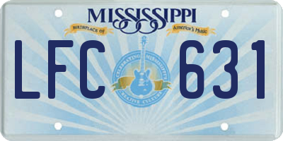 MS license plate LFC631