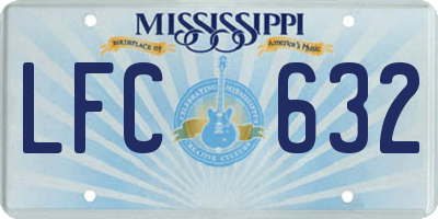 MS license plate LFC632