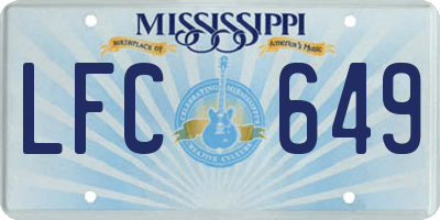 MS license plate LFC649