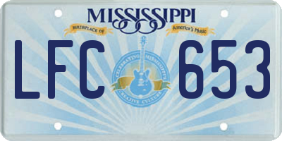 MS license plate LFC653