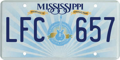 MS license plate LFC657
