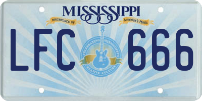 MS license plate LFC666