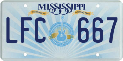MS license plate LFC667