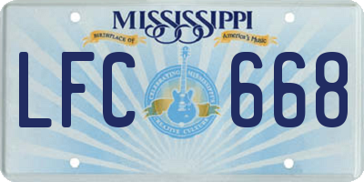 MS license plate LFC668