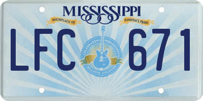 MS license plate LFC671