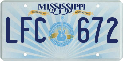 MS license plate LFC672