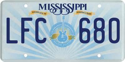 MS license plate LFC680