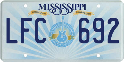 MS license plate LFC692