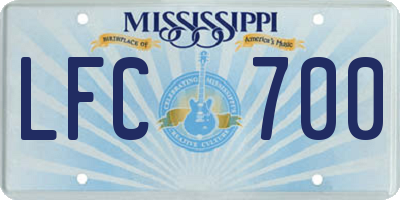 MS license plate LFC700