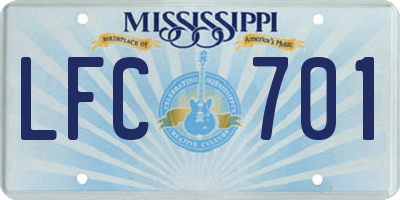 MS license plate LFC701