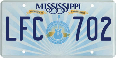 MS license plate LFC702