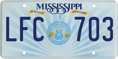 MS license plate LFC703