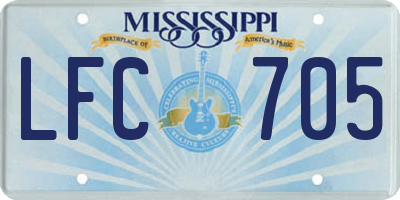 MS license plate LFC705