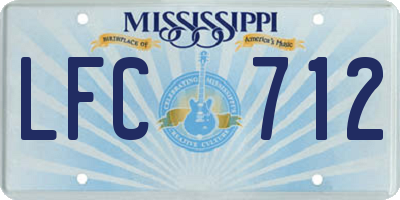 MS license plate LFC712