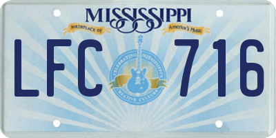 MS license plate LFC716