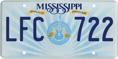MS license plate LFC722