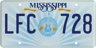 MS license plate LFC728