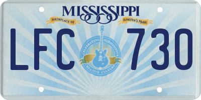 MS license plate LFC730