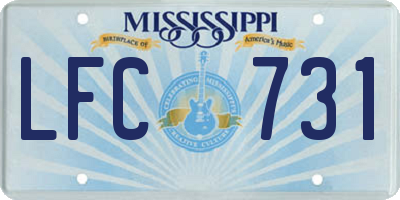 MS license plate LFC731