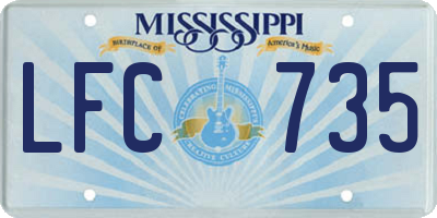 MS license plate LFC735