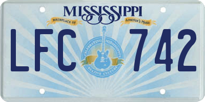 MS license plate LFC742