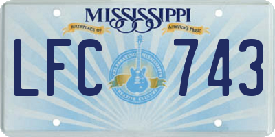 MS license plate LFC743