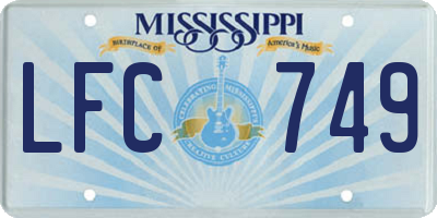 MS license plate LFC749