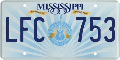 MS license plate LFC753