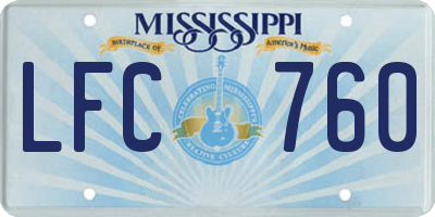 MS license plate LFC760