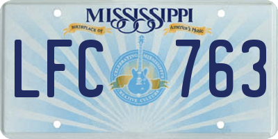 MS license plate LFC763