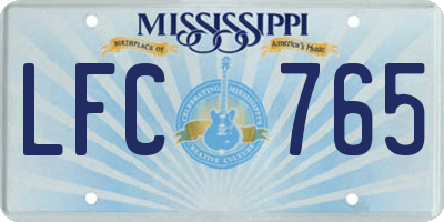 MS license plate LFC765