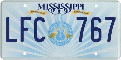 MS license plate LFC767