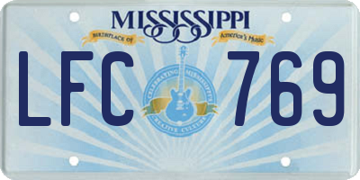 MS license plate LFC769
