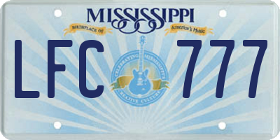MS license plate LFC777