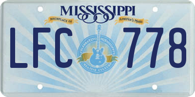 MS license plate LFC778