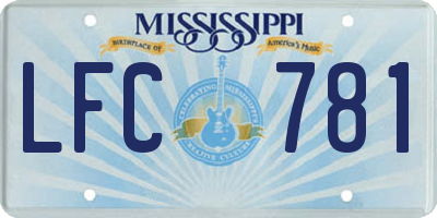 MS license plate LFC781