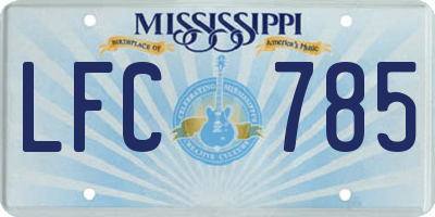MS license plate LFC785