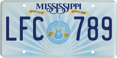 MS license plate LFC789