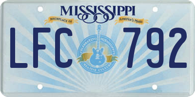 MS license plate LFC792