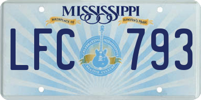 MS license plate LFC793