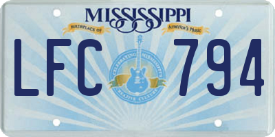 MS license plate LFC794