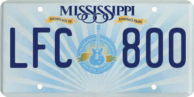 MS license plate LFC800