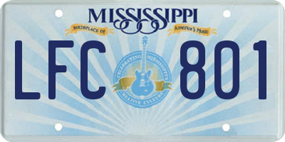 MS license plate LFC801
