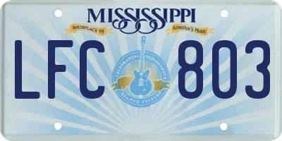 MS license plate LFC803