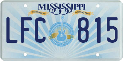 MS license plate LFC815