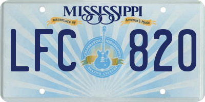 MS license plate LFC820