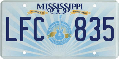 MS license plate LFC835