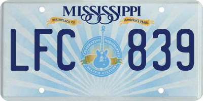 MS license plate LFC839