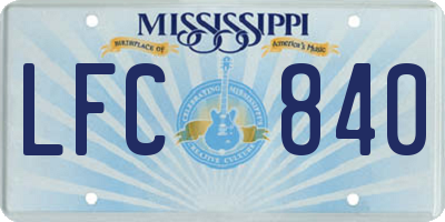 MS license plate LFC840