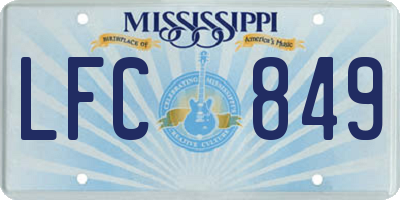 MS license plate LFC849